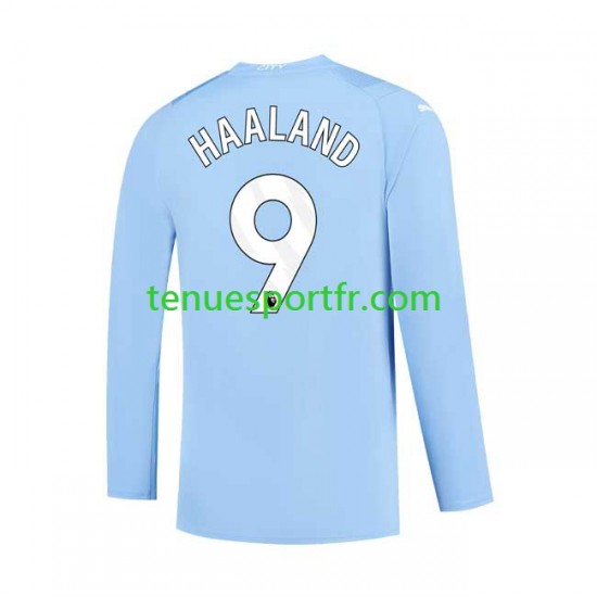 Homme Maillot Domicile Manchester City Haaland 9 2023-2024 à Manches Longues