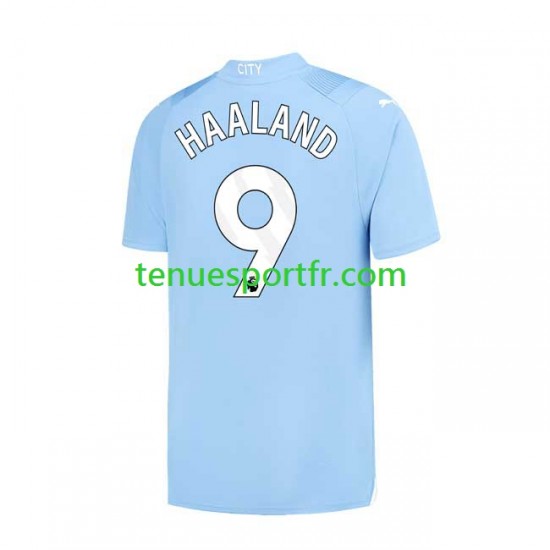 Homme Maillot Domicile Manchester City Haaland 9 2023-2024 à Manches Courtes