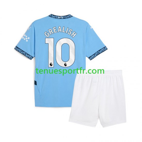Kit Enfant Maillot Domicile Manchester City Jack Grealish 10 2024-2025 Bleu à Manches Courtes