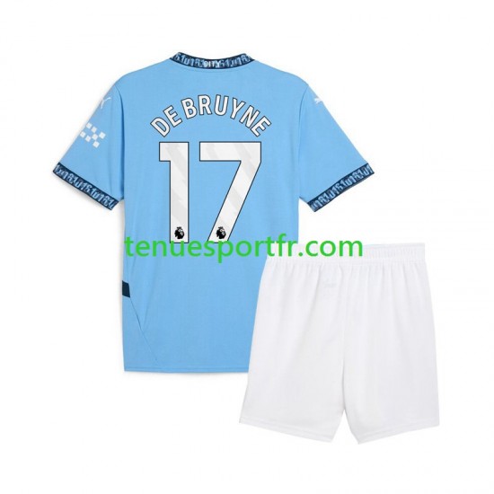 Kit Enfant Maillot Domicile Manchester City Kevin De Bruyne 17 2024-2025 Bleu à Manches Courtes