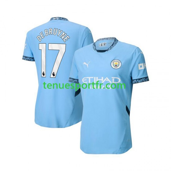 Homme Maillot Domicile Manchester City Kevin De Bruyne 17 2024-2025 Bleu à Manches Courtes