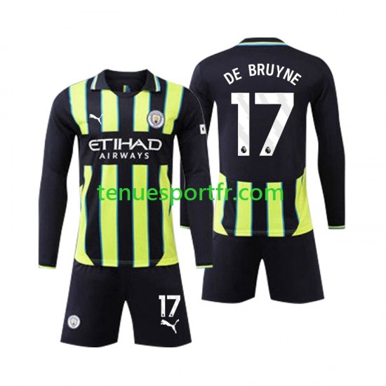 Kit Enfant Maillot Extérieur Manchester City Kevin De Bruyne 17 2024-2025 à Manches Longues