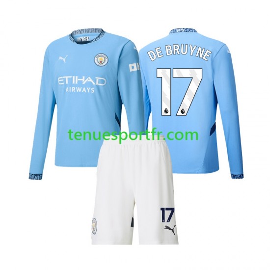 Kit Enfant Maillot Domicile Manchester City Kevin De Bruyne 17 2024-2025 à Manches Longues
