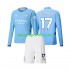 Kit Enfant Maillot Domicile Manchester City Kevin De Bruyne 17 2024-2025 à Manches Longues