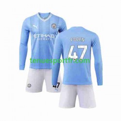 Kit Enfant Maillot Domicile Manchester City Phil Foden 47 2023-2024 à Manches Longues