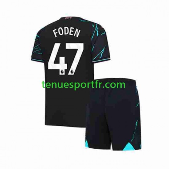 Kit Enfant Maillot Troisième Manchester City Phil Foden 47 2023-2024 à Manches Courtes