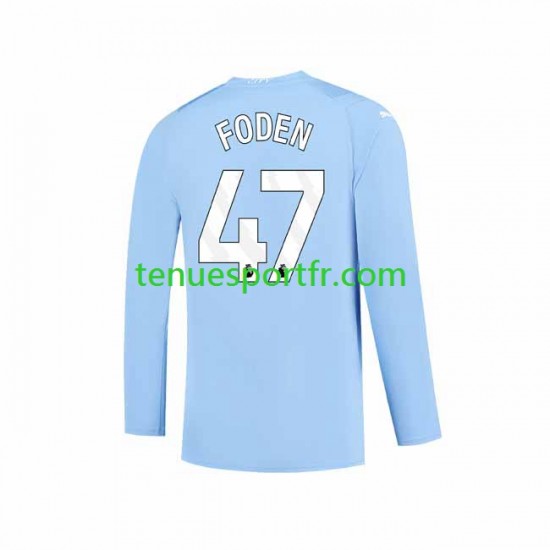 Homme Maillot Domicile Manchester City Phil Foden 47 2023-2024 à Manches Longues