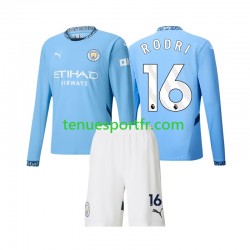 Kit Enfant Maillot Domicile Manchester City Rodri 16 2024-2025 à Manches Longues