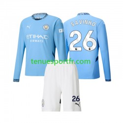 Kit Enfant Maillot Domicile Manchester City Savinho 26 2024-2025 à Manches Longues
