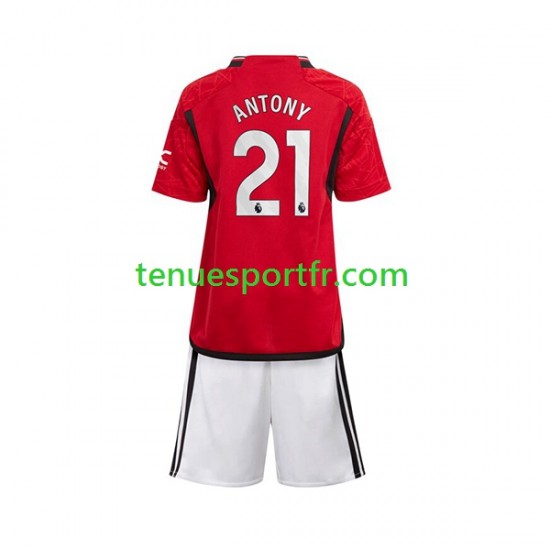 Kit Enfant Maillot Domicile Manchester United Antony Matheus 21 2023-2024 à Manches Courtes