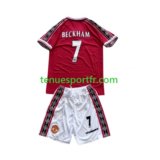 Kit Enfant Maillot Retro Domicile Manchester United Beckham 7 1998-1999 à Manches Courtes