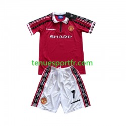 Kit Enfant Maillot Retro Domicile Manchester United Beckham 7 1998-1999 à Manches Courtes