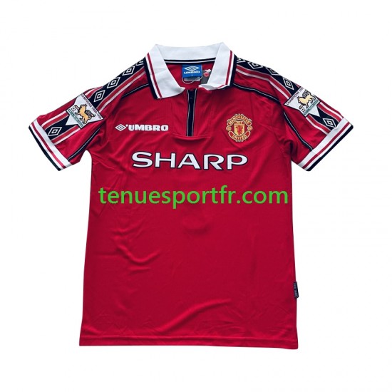 Homme Maillot Retro Domicile Manchester United Beckham 7 1998-1999 à Manches Courtes