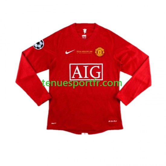 Homme Maillot Retro Domicile Manchester United Champion League 2007 à Manches Longues