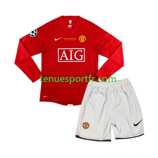 Kit Enfant Maillot Retro Domicile Manchester United Champion League 2007 à Manches Longues