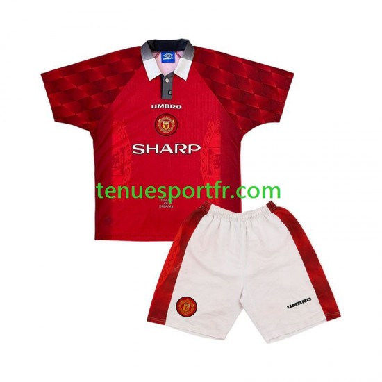 Kit Enfant Maillot Retro Domicile Manchester United 1996 à Manches Courtes