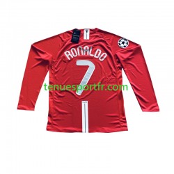 Homme Maillot Retro Domicile Manchester United Cristiano Ronaldo 7 Champion League 2007 à Manches Longues