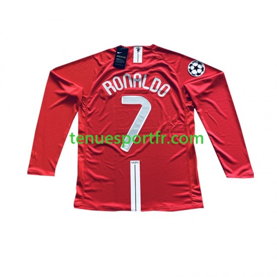 Homme Maillot Retro Domicile Manchester United Cristiano Ronaldo 7 Champion League 2007 à Manches Longues