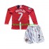 Kit Enfant Maillot Retro Domicile Manchester United Cristiano Ronaldo 7 Champion League 2007 à Manches Longues