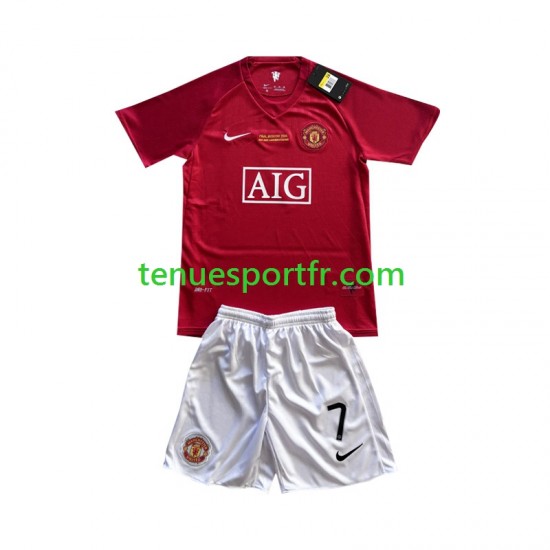 Kit Enfant Maillot Retro Domicile Manchester United Cristiano Ronaldo 7 Champion League 2007 à Manches Courtes