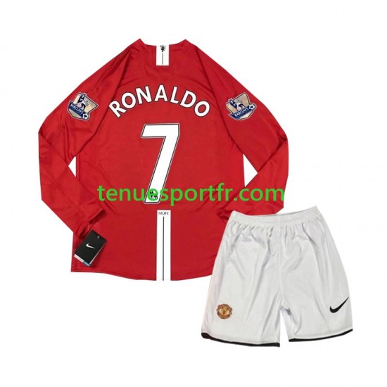 Kit Enfant Maillot Retro Domicile Manchester United Cristiano Ronaldo 7 2007 à Manches Longues