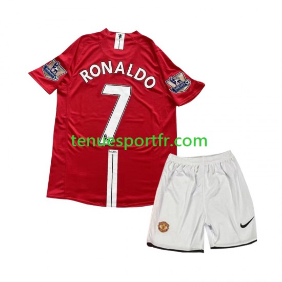 Kit Enfant Maillot Retro Domicile Manchester United Cristiano Ronaldo 7 2007 à Manches Courtes