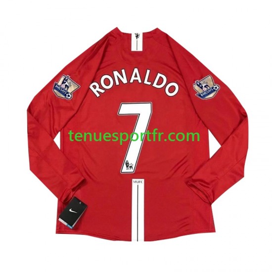 Homme Maillot Retro Domicile Manchester United Cristiano Ronaldo 7 2007 à Manches Longues