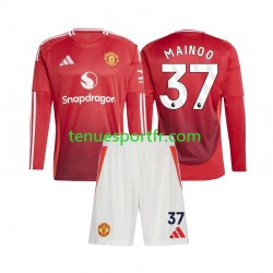 Kit Enfant Maillot Domicile Manchester United Kobbie Mainoo 37 2024-2025 à Manches Longues