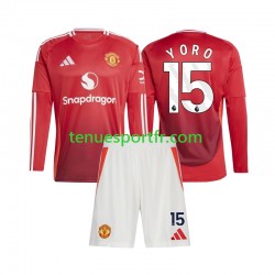 Kit Enfant Maillot Domicile Manchester United Leny Yoro 15 2024-2025 à Manches Longues