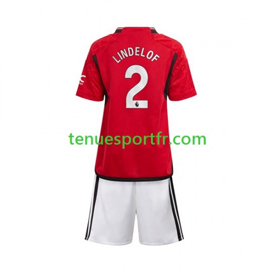Kit Enfant Maillot Domicile Manchester United Lindelof 2 2023-2024 à Manches Courtes