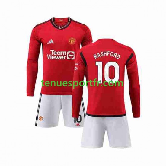 Kit Enfant Maillot Domicile Manchester United Marcus Rashford 10 2023-2024 à Manches Longues