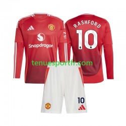 Kit Enfant Maillot Domicile Manchester United Marcus Rashford 10 2024-2025 à Manches Longues
