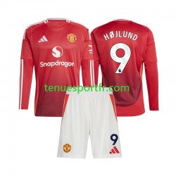 Kit Enfant Maillot Domicile Manchester United Rasmus Hojlund 9 2024-2025 à Manches Longues
