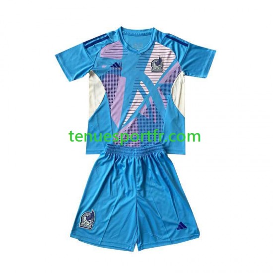 Kit Enfant Maillot Troisième Mexique Gardien 2024 Bleu à Manches Courtes