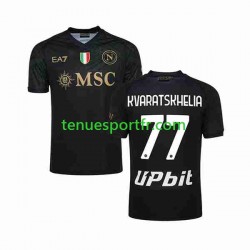 Homme Maillot Troisième Naples KVARATSKHELIA 77 2023-2024 à Manches Courtes