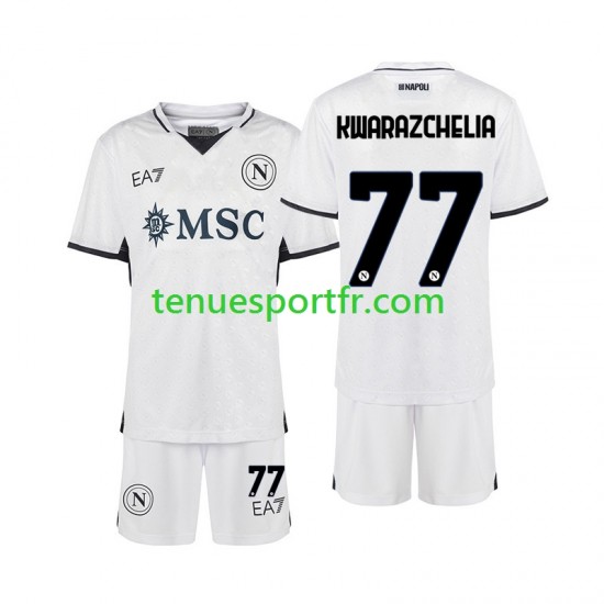 Kit Enfant Maillot Extérieur Naples Khvicha Kvaratskhelia 77 2024-2025 à Manches Courtes