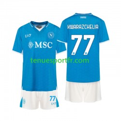 Kit Enfant Maillot Domicile Naples Khvicha Kvaratskhelia 77 2024-2025 à Manches Courtes