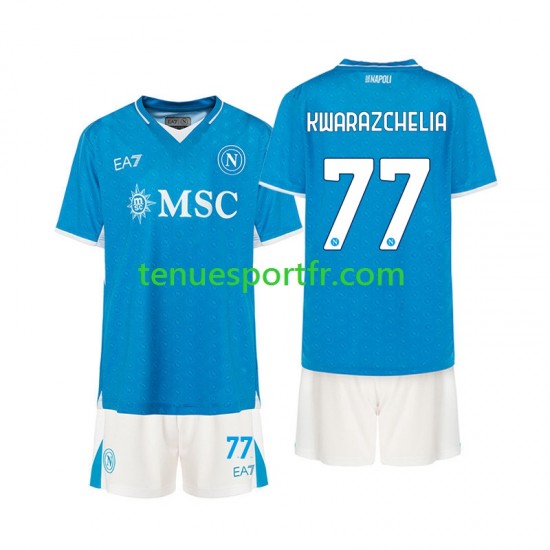 Kit Enfant Maillot Domicile Naples Khvicha Kvaratskhelia 77 2024-2025 à Manches Courtes