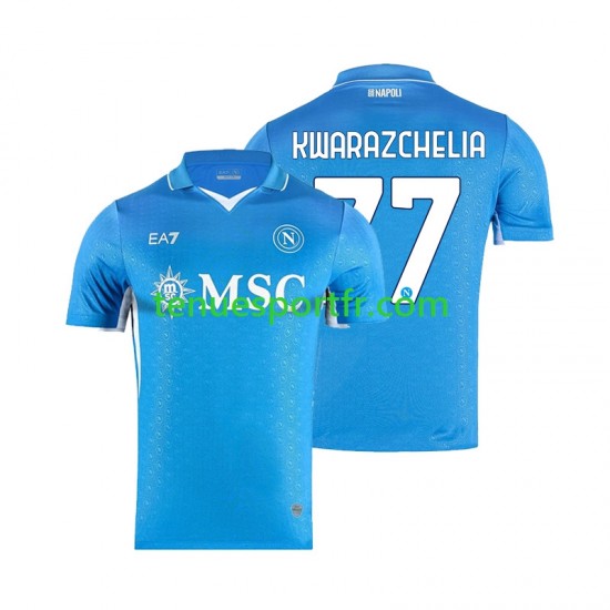 Homme Maillot Domicile Naples Khvicha Kvaratskhelia 77 2024-2025 à Manches Courtes