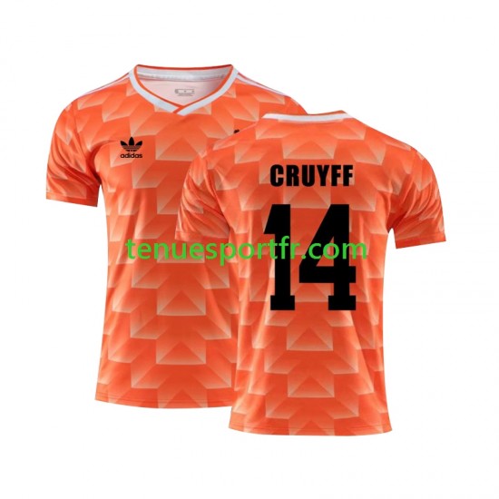 Homme Maillot Retro Domicile Pays-Bas Cruyff 14 1988 à Manches Courtes