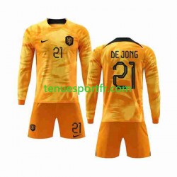 Kit Enfant Maillot Domicile Pays-Bas De Jong 21 World Cup 2022 à Manches Longues