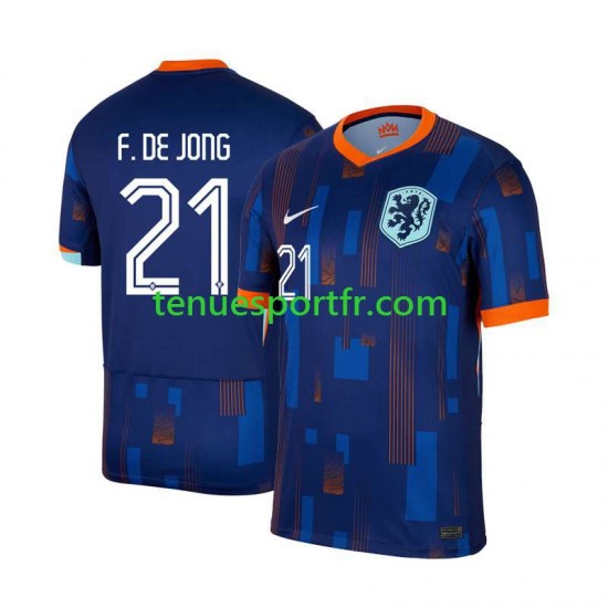 Homme Maillot Extérieur Pays-Bas Frenkie de Jong 21 Euro 2024 à Manches Courtes