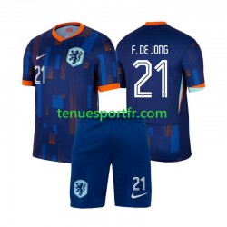 Kit Enfant Maillot Extérieur Pays-Bas Frenkie de Jong 21 Euro 2024 à Manches Courtes
