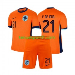 Kit Enfant Maillot Domicile Pays-Bas Frenkie de Jong 21 Euro 2024 à Manches Courtes