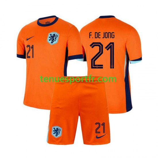Kit Enfant Maillot Domicile Pays-Bas Frenkie de Jong 21 Euro 2024 à Manches Courtes