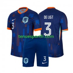 Kit Enfant Maillot Extérieur Pays-Bas Matthijs de Ligt 3 Euro 2024 à Manches Courtes
