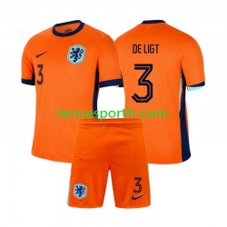 Kit Enfant Maillot Domicile Pays-Bas Matthijs de Ligt 3 Euro 2024 à Manches Courtes