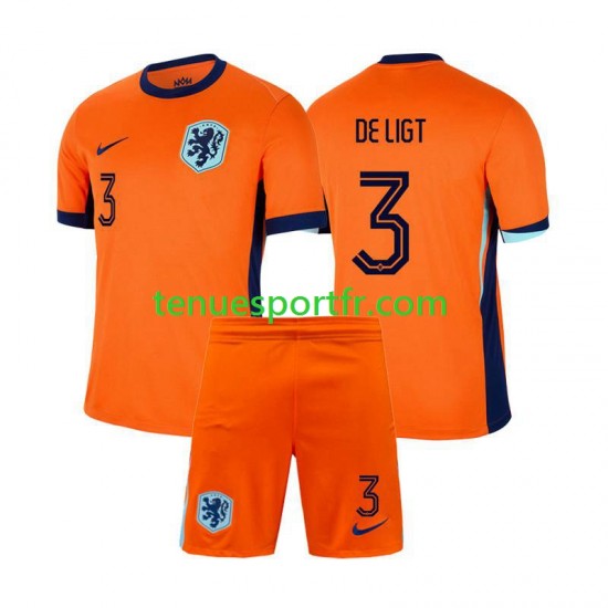 Kit Enfant Maillot Domicile Pays-Bas Matthijs de Ligt 3 Euro 2024 à Manches Courtes