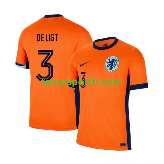 Homme Maillot Domicile Pays-Bas Matthijs de Ligt 3 Euro 2024 à Manches Courtes