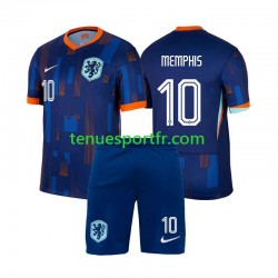 Kit Enfant Maillot Extérieur Pays-Bas Memphis Depay 10 Euro 2024 à Manches Courtes